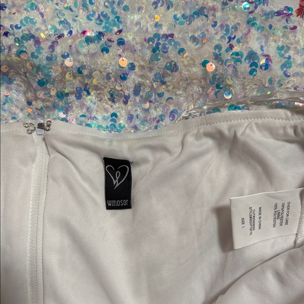 Windsor White Dress with Multicolor Sequins